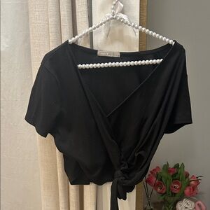Black Wrap Crop Top